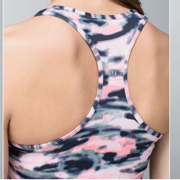 Lululemon Cool Racerback Wamo Camo Barely Pink Tank Size 6 - Picture 4 of 9